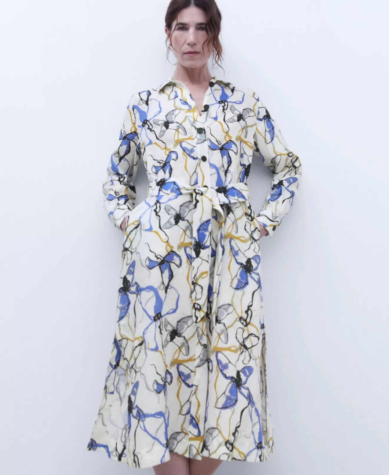 Hemdkleid Mit Print Aus Leinen>Adolfo Dominguez Clearance